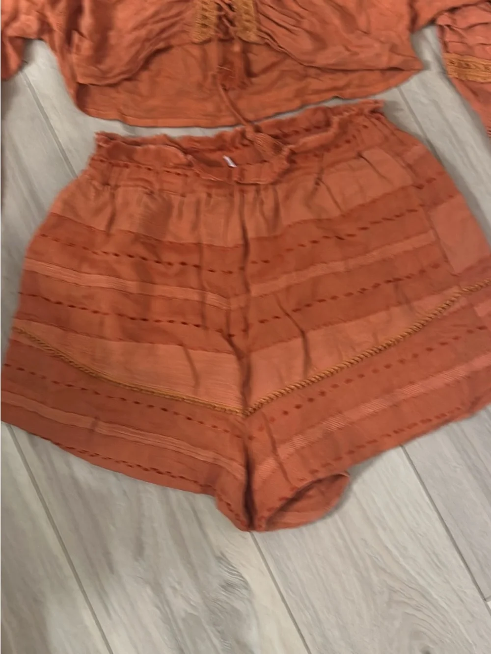 Free People Rust Orange Cropped Boho Short outfit